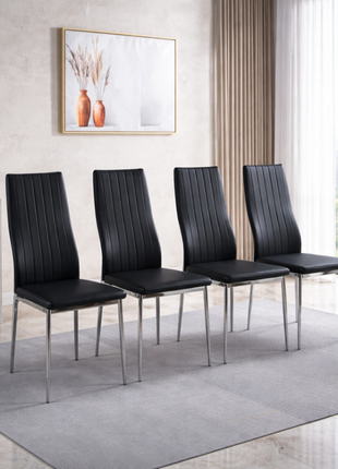 5 Piece Glass Dining Table Set with 4 Chairs – Modern Mid Century Dining Room Set