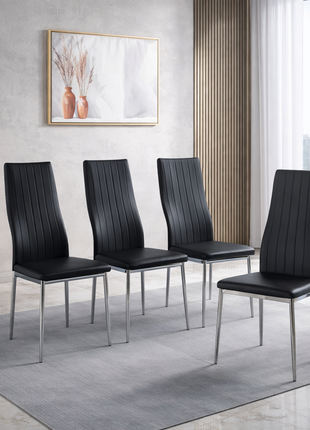5 Piece Glass Dining Table Set with 4 Chairs – Modern Mid Century Dining Room Set