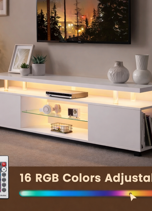 LED Gaming TV Stand for 70 Inch TV – Modern Entertainment Center with Storage Cabinet