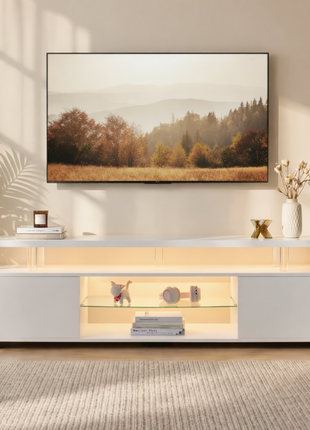 LED Gaming TV Stand for 70 Inch TV – Modern Entertainment Center with Storage Cabinet