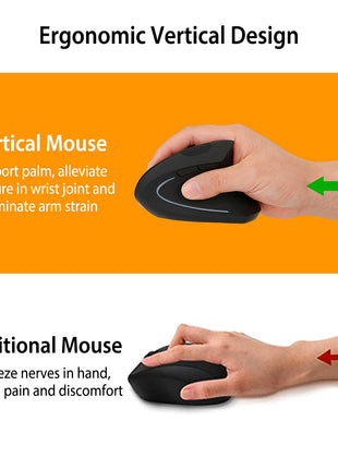 2.4G Wireless Vertical Ergonomic Mouse – Adjustable DPI Optical Mouse for PC & Laptop