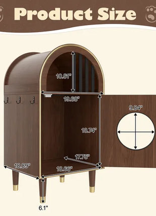2-Tier Cat Litter Box Enclosure & Condo Cat Bed – Modern Arch Cat House Furniture for 2 Cats (Espresso)