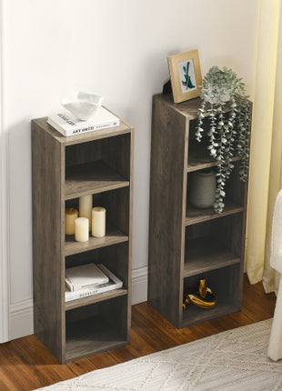 Likeshoppe 8 Tier Slim Media Tower Bookshelf – Narrow CD DVD Storage Shelf with Adjustable Shelves