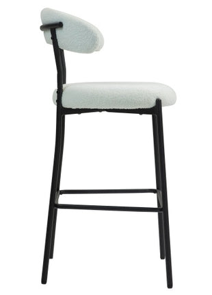 Teddy Fabric Likeshoppe Counter Height Bar Stool – Modern Kitchen Island Bar Chair with Black Metal Base & Footrest