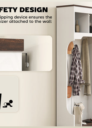3-in-1 Hall Tree Entryway Bench with Shoe Storage & Coat Hooks