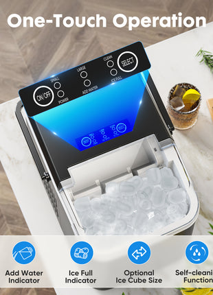 Likeshoppe Portable Countertop Ice Maker – 9 Minute Bullet Ice Machine with Self-Cleaning Function