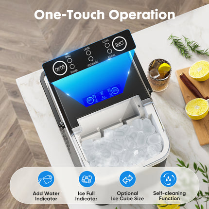 Likeshoppe Portable Countertop Ice Maker – 9 Minute Bullet Ice Machine with Self-Cleaning Function