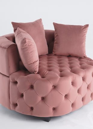Likeshoppe Pink Velvet Barrel Accent Chair – Modern Curved Lounge Chair for Living Room, Bedroom & Reading Nook