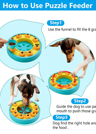Interactive Dog Puzzle Feeder Slow Feeding Bowl – IQ Training Treat Dispensing Toy for Dogs & Cats
