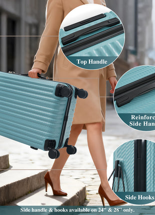 3 Piece ABS Luggage Set with TSA Lock & Spinner Wheels – Ice Blue