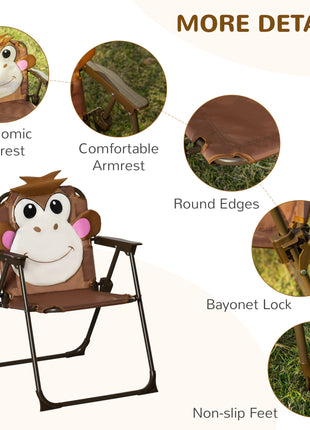 Kids Outdoor Table and Chair Set with Umbrella – Monkey 4-Piece Patio Furniture Set for Backyard Ages 3–6