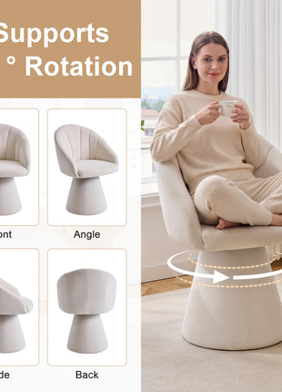 Chenille Swivel Accent Chair – Modern Upholstered Vanity Dining Chair with Curved Backrest