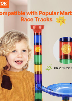 Likeshoppe Marble Run Building Set – 145 Piece Motorized Marble Race Track STEM Toy with Glow Marbles for Kids+
