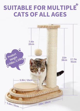 Interactive Cat Scratching Board with Ball Track Toy – Indoor Cat Activity Center with Groomer