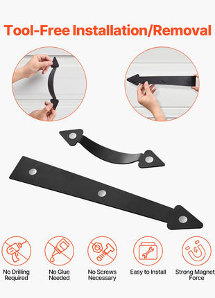 Decorative Magnetic Garage Door Hardware Kit – Faux Barn Door Hinges & Handles (Black)