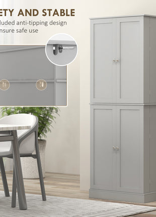 Tall Kitchen Pantry Cabinet with Adjustable Shelves – 8-Tier Food Storage Organizer with Door Spice Racks