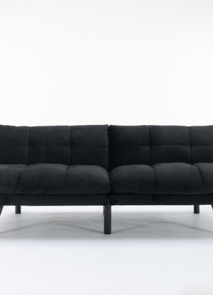 Likeshoppe Convertible Folding Sofa Bed – Modern 2-Seater Upholstered Couch with Adjustable Backrest & Armrests (Black)