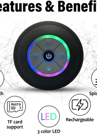 Wireless Bathroom Speaker – Bluetooth Audio Speaker with Suction Cup & USB Charging