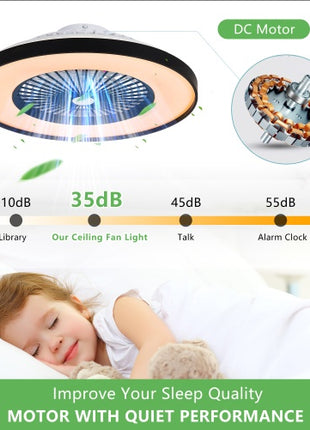 23" Smart Ceiling Fan with RGB LED Light – Dimmable App & Remote Control Ceiling Fan