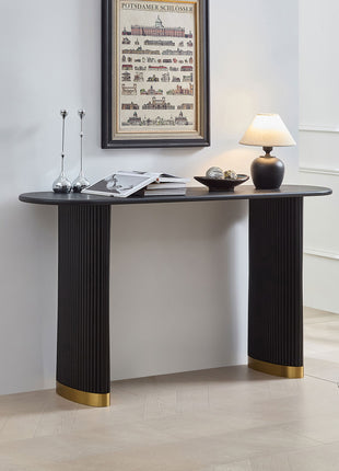 Likeshoppe 59.1 Inch Entryway Table For Living Room,Narrow Console Table With Unique Stainless Steel Legs Design, Modern Design MDF Sofa Table Entrance Table For Hallway, Entrance,Apartment,Black