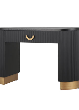 Likeshoppe Modern Console Table With Vertical Ribbed Design, Compact Storage With Functional Drawer