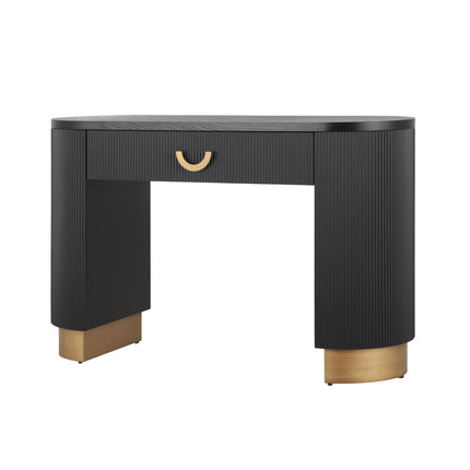 Likeshoppe Modern Console Table With Vertical Ribbed Design, Compact Storage With Functional Drawer