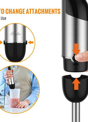 1100W 5-in-1 Immersion Blender Handheld – 12-Speed Stick Blender with Chopper & Whisk
