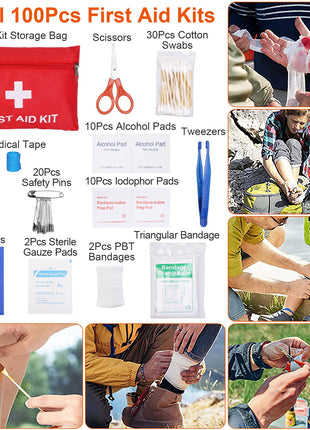 125PCS Survival Kit Emergency Tactical First Aid Gear for Camping Hiking