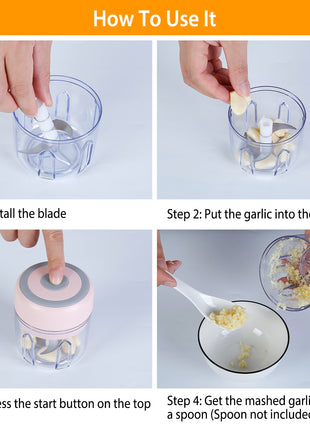 Mini Electric Garlic Chopper USB Rechargeable – Cordless Food Processor for Onion, Chili & Vegetables