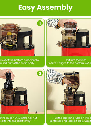 300W Cold Press Juicer Machine – Slow Masticating Juicer with Reverse Function & High Juice Yield