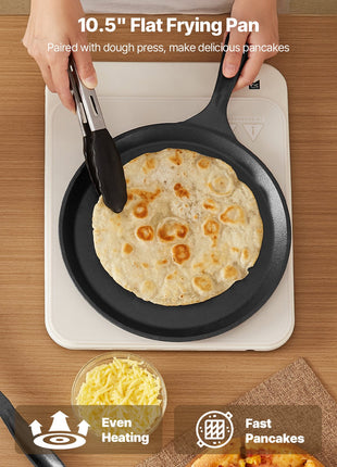 Likeshoppe Choice-Cast Iron Tortilla Press with 10.5" Non-Stick Pan – 8" Manual Roti &amp; Flatbread Maker