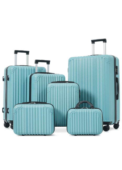 6 Piece ABS Luggage Set with TSA Lock & Spinner Wheels – Ice Blue