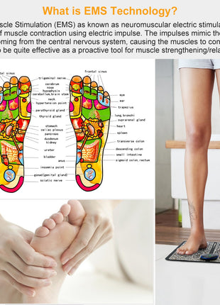 EMS Foot Massage Pad – Electric Foot Stimulator with 6 Modes & Adjustable Intensity Rechargeable