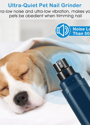 USB Rechargeable Dog Nail Grinder – Quiet 2-Speed Pet Nail Trimmer for Dogs & Cats