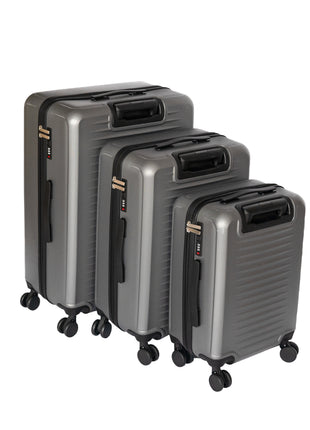 3 Piece Dark Gray ABS Luggage Set with Spinner Wheels & Lock