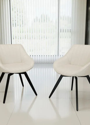 Likeshoppe Set Of 2 Dining Chairs, Medieval Modern Kitchen Dining Chair, PU Decorative Chairs With Black Metal Legs, Suitable For Home&kitchen White