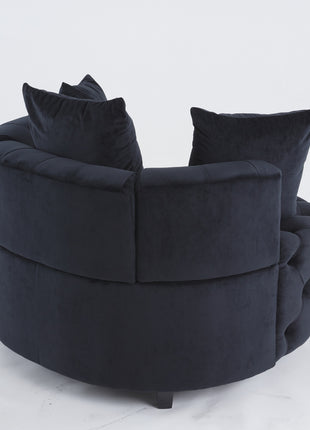 Likeshoppe Modern Black Velvet Barrel Chair – Wide Accent Armchair for Living Room, Lounge or Bedroom Seating
