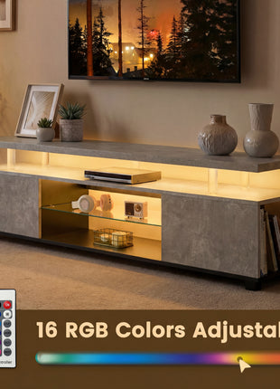 LED Gaming TV Stand for 70 Inch TV – Modern Entertainment Center with Storage Cabinet
