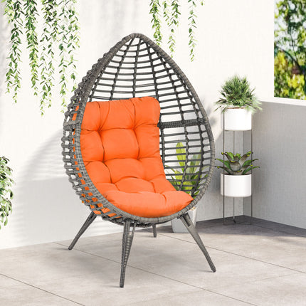 Likeshoppe Wicker Egg Chair with Cushion – Indoor Outdoor PE Rattan Lounge Chair for Patio, Living Room & Garden
