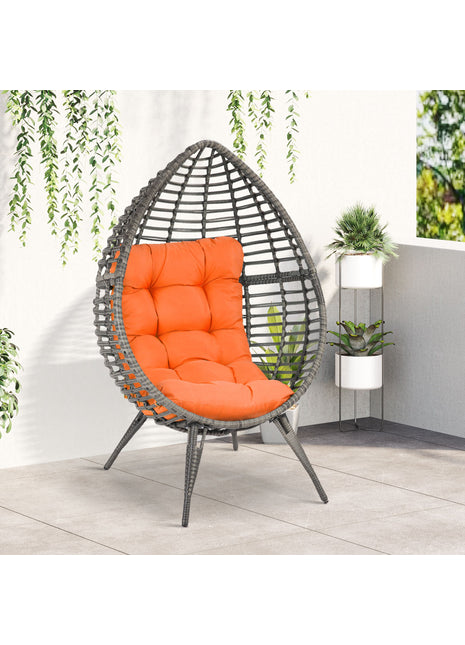 Likeshoppe Wicker Egg Chair with Cushion – Indoor Outdoor PE Rattan Lounge Chair for Patio, Living Room & Garden