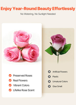 50 Preserved Roses Sweet Pink Round Box – Forever Flowers Gift for Women Wife Mom Anniversary Valentine’s Day