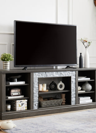 70" TV Stand with Faux Stone Surround – Modern Media Entertainment Center