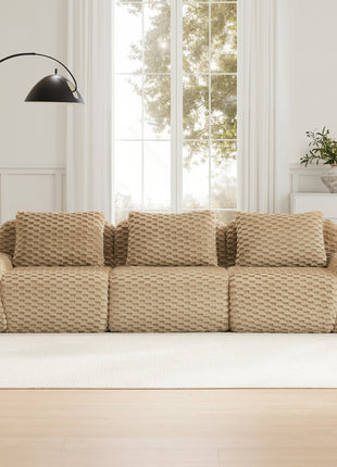 114" Modern Modular Sectional Sofa – Deep Seat Flannelette Couch