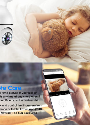 1080P WiFi Bulb Security Camera – E27 Smart IP Camera with Night Vision, Motion Detection & Two-Way Audio