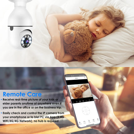 1080P WiFi Bulb Security Camera – E27 Smart IP Camera with Night Vision, Motion Detection & Two-Way Audio