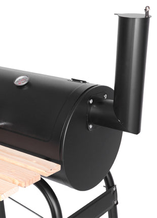 Black Carbon Charcoal Grill Smoker – Outdoor BBQ Oven with Thermometer & Side Smoker