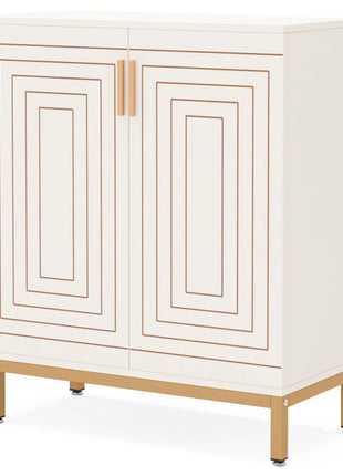 Likeshoppe Modern Shoe Storage Cabinet with Doors – 5 Tier Entryway Shoe Organizer with Gold Legs