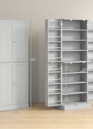 Tall Kitchen Pantry Cabinet with Adjustable Shelves – 8-Tier Food Storage Organizer with Door Spice Racks