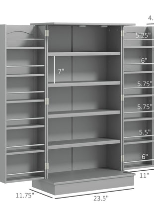 5-Tier Kitchen Pantry Cabinet with Spice Rack – Space-Saving Storage Cupboard with Adjustable Shelves (Gray)