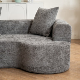 Likeshoppe  Modern Curved Corduroy Cloud Sofa – Luxury 3-Seat Deep Lounge Couch with Pillows for Living Room